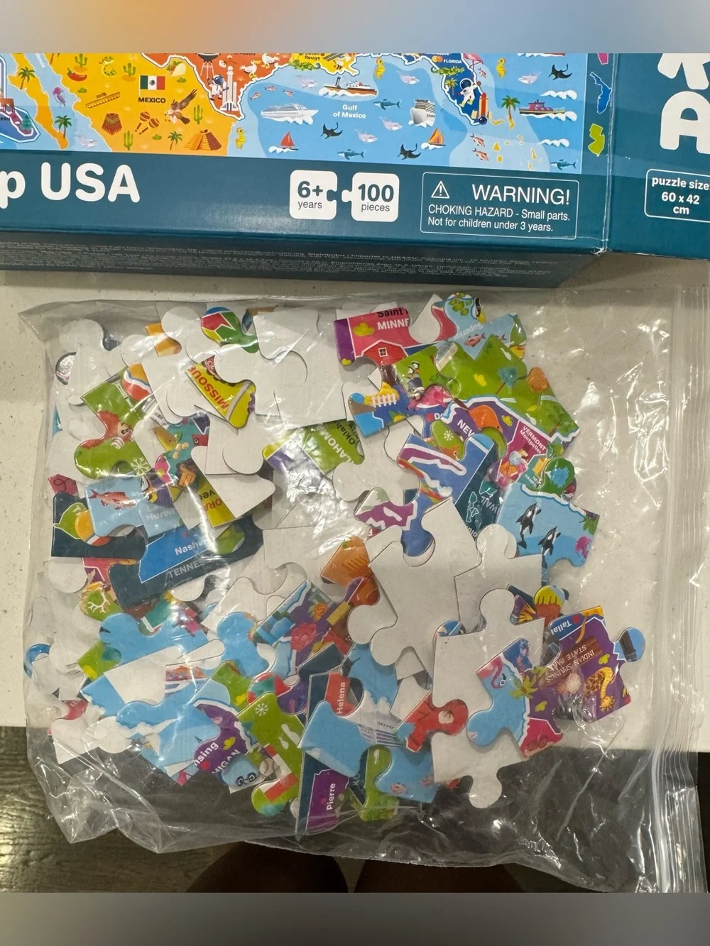 PRICE IS FIRM- USA Map Puzzle - Colorful Illustrated U.S. States